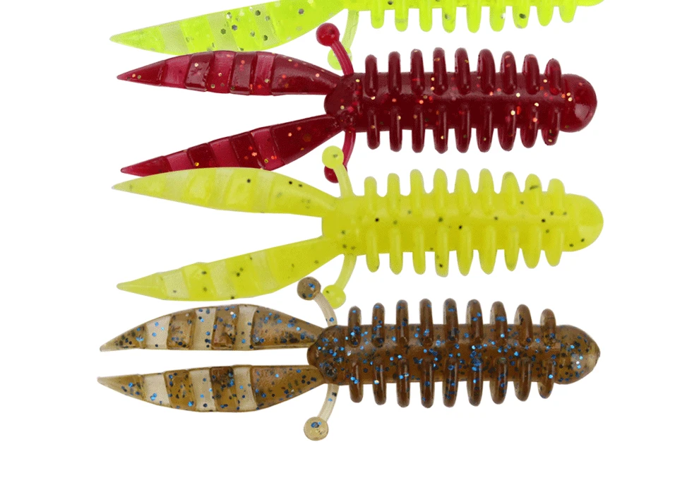 Angel köder weicher Köder künstliche Pop Mini Garnelen 5,5 cm/1,1g Wurm Maden lockt Schraub klemme Schwänze Los 10 Stück – Detail 2