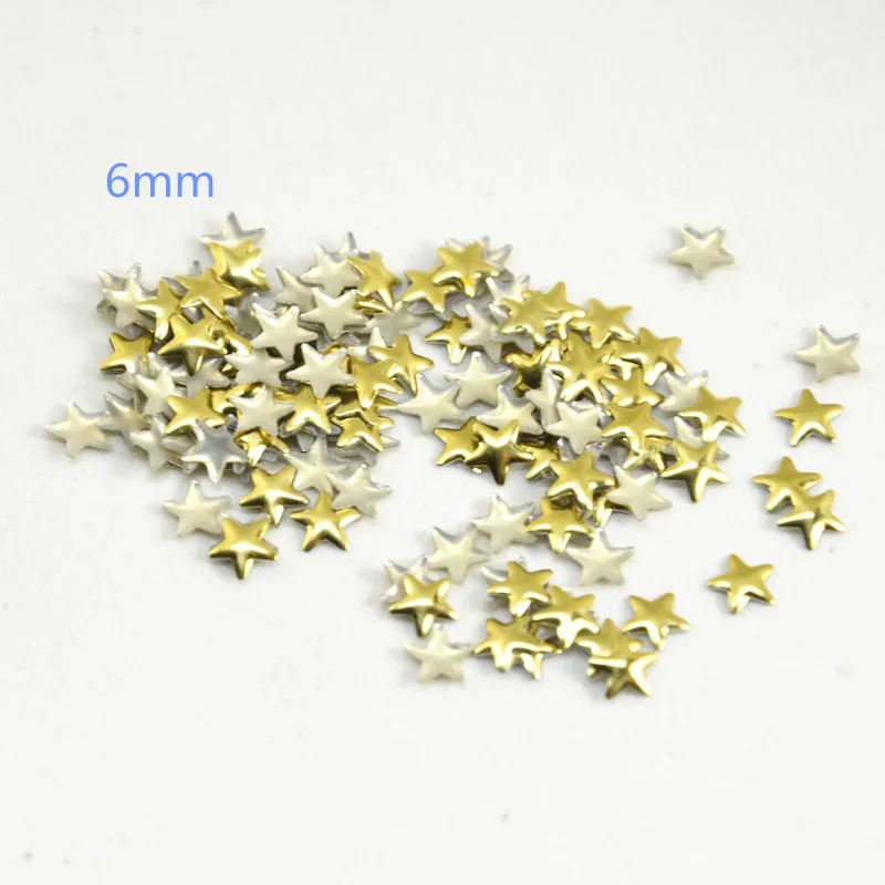 500pcs 6mm 8mm 10mm Star Shape Gold Hot fix FlatBack Rhinestuds Iron Glue on Studs And Spikes For Clothing DIY Accessories