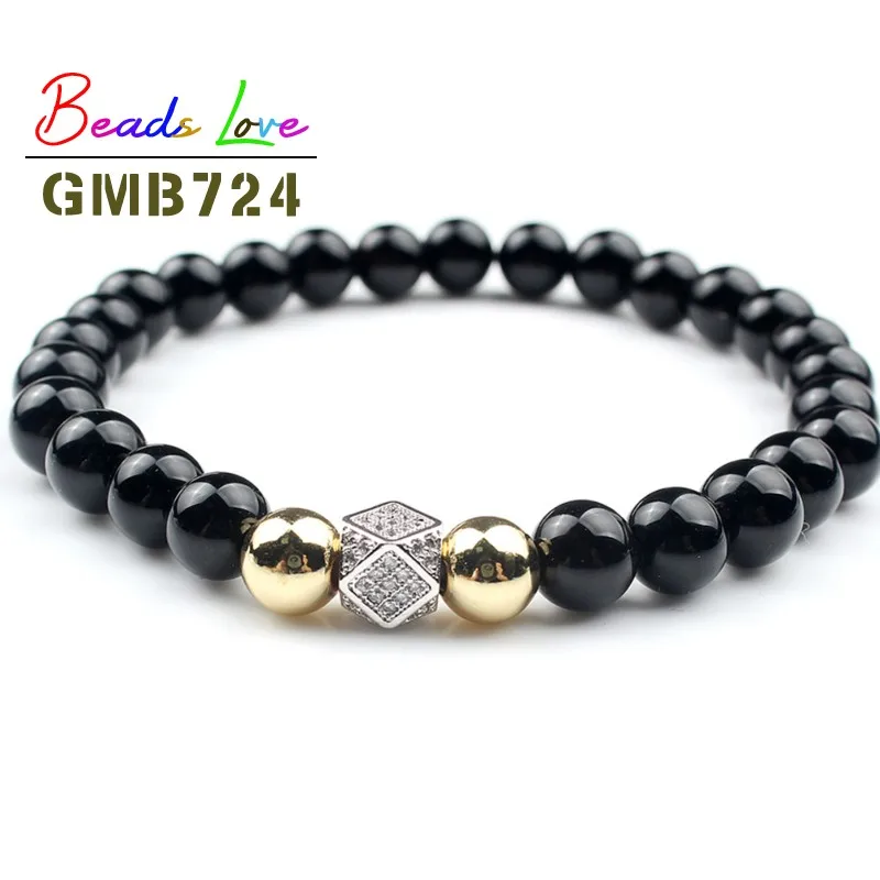 3pcs/lot 7x7mm Geometric Metal Brass Micro Pave CZ Beads for Bracelet Jewelry Making Charms Crystal Spacer Beads DIY Accessories