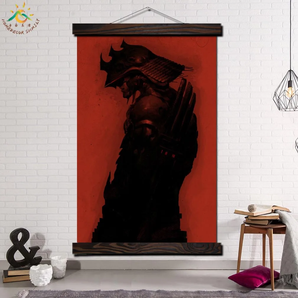 

Black Samurai Modern Wall Art Print Pop Art Picture And Poster Frame Hanging Scroll Canvas Painting Canvas Poster Home Decor