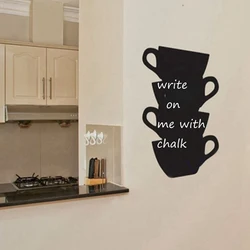 Kitchen wall stickers coffee home decor -- kitchen chalkboard cups blackboard vinyl wall art decor