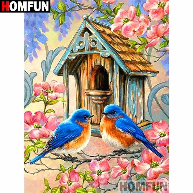 

HOMFUN Full Square/Round Drill 5D DIY Diamond Painting "Birds and flowers" 3D Diamond Embroidery Cross Stitch Home Decor A19778