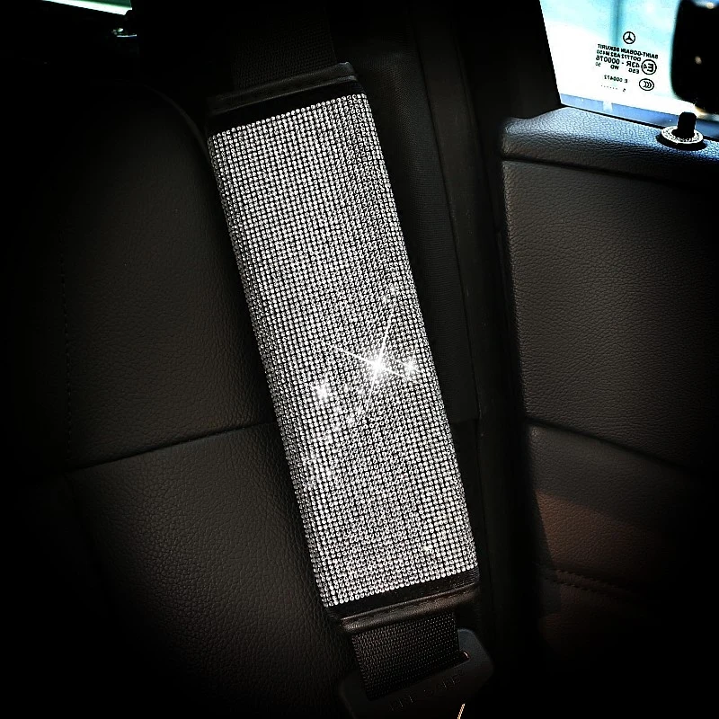 Crystal Car Handbrake Cover Auto Gear Shifter Set Rhinestones Seat Belt Cover Styling Diamond Interior Accessories For Girls