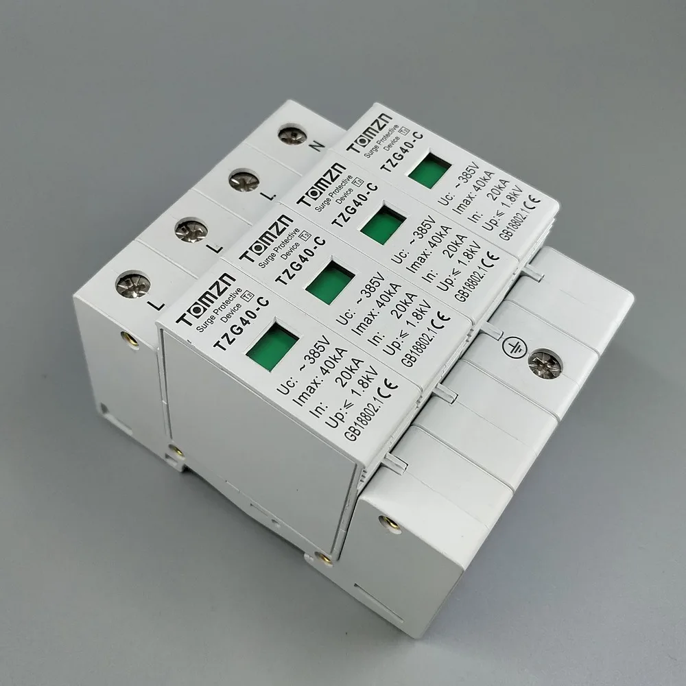 AC SPD 3P+N 20KA~40KA  C ~385VAC House Surge Protector protection Protective Low-voltage  Arrester Device