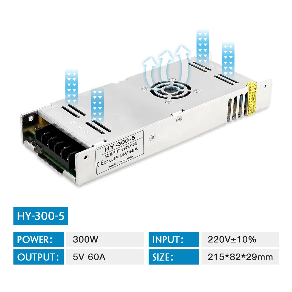 DC 5v Power Supply 5 v 40A 60A Ultra Thin Led Driver For led strip Power Controller AC To DC Driver for LED Bar Light 200W 300W