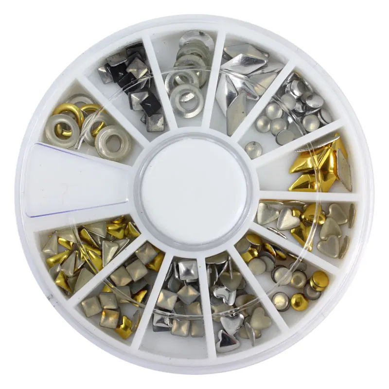 5 set Nail Acrylic Wheel Glitter Rhinestone Manicure Tips For Charms 3D metal Nail Art Decorations