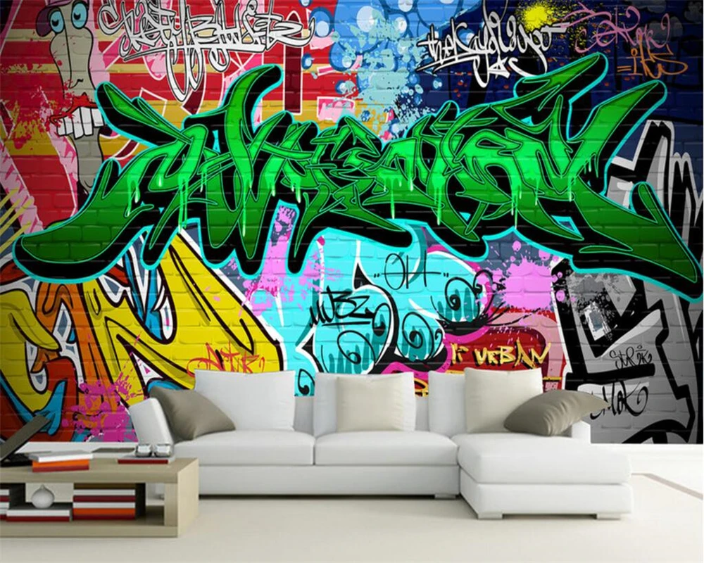 

Custom size wallpaper color graffiti KTV tooling background wall decoration painting restaurant gallery mural 3d wallpaper