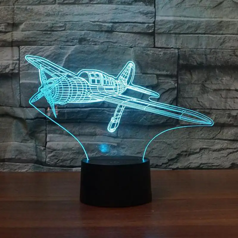 

Aircraft Modeling 3d Bedside Lamp Children Gift Led Nightlight Lovely Children's Toys Desk Lamp Table Lamps For Living Room