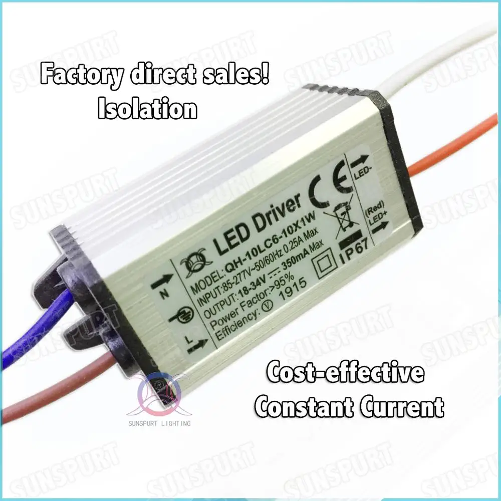 5 Pcs CE IP67 Ground 10W AC85-277V LED Driver 6-10x1W 300mA DC18-34V Constant Current LED Power For LED Spotlight Free Shipping