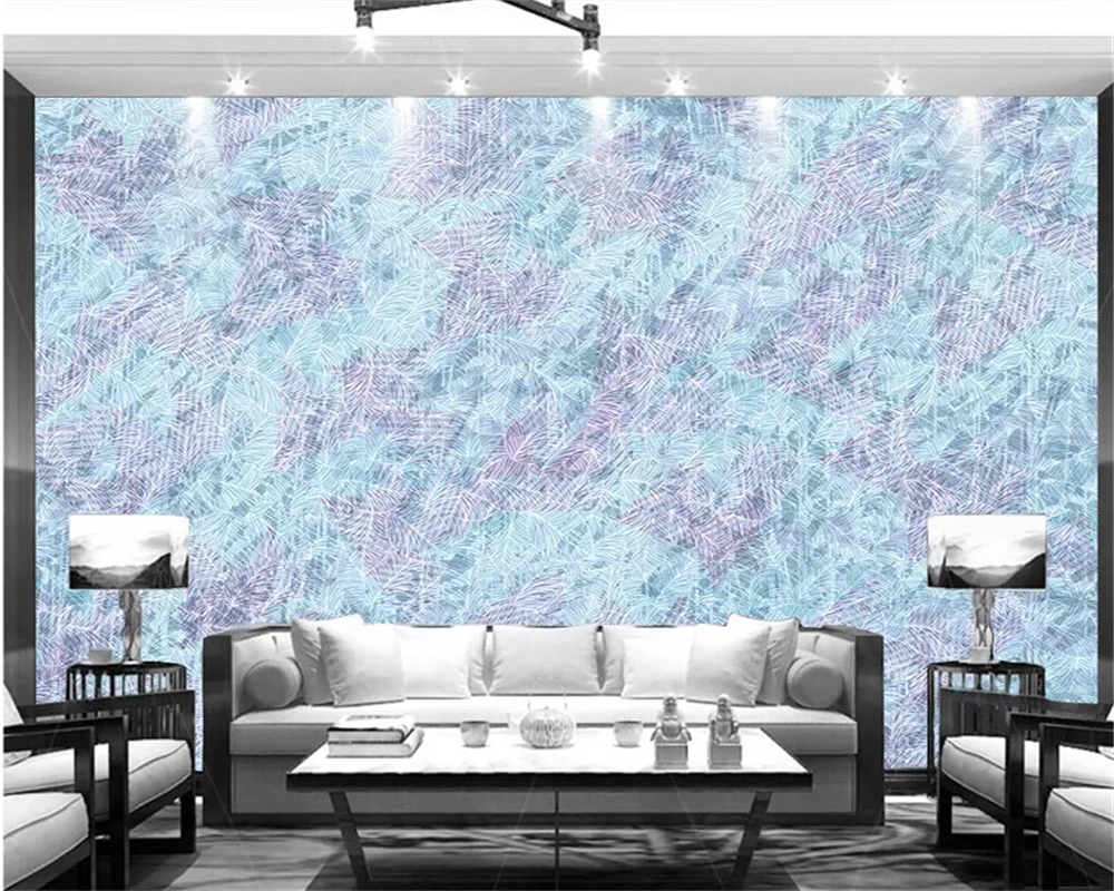 

Decorative wallpaper Hand-painted line leaf background wall painting