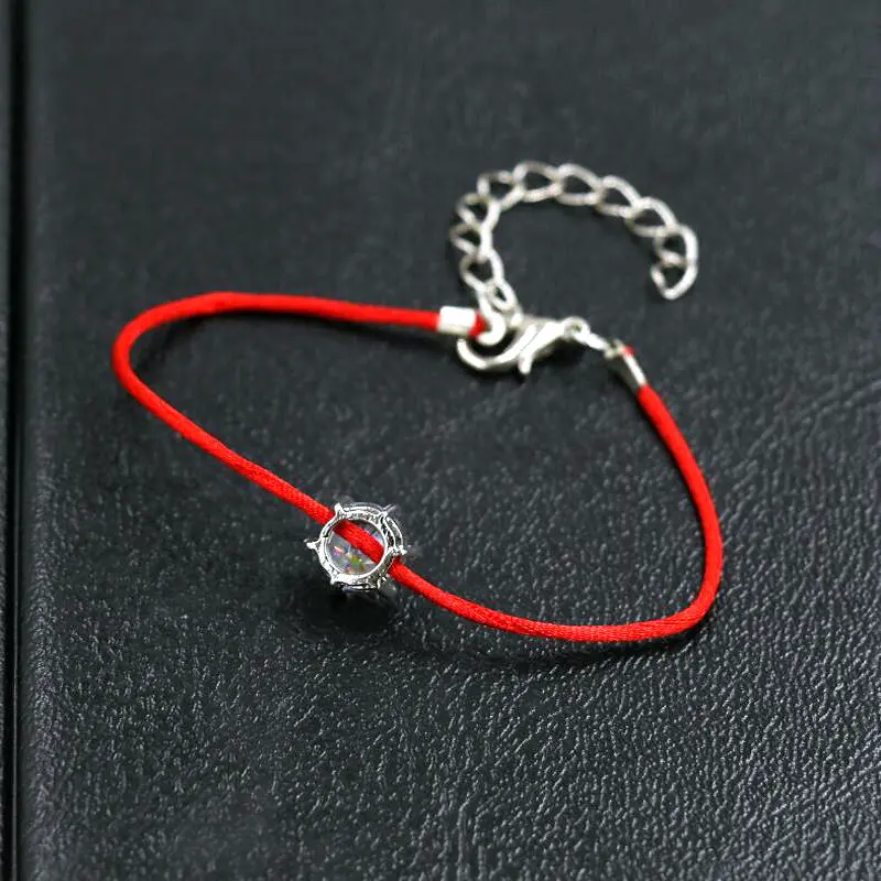 BPPCCR Thin Red Rope Thread String Bracelets Women Girls Silver Color Austrian Crystals AAA Zircon Lucky Charm Bracelet Pulsears