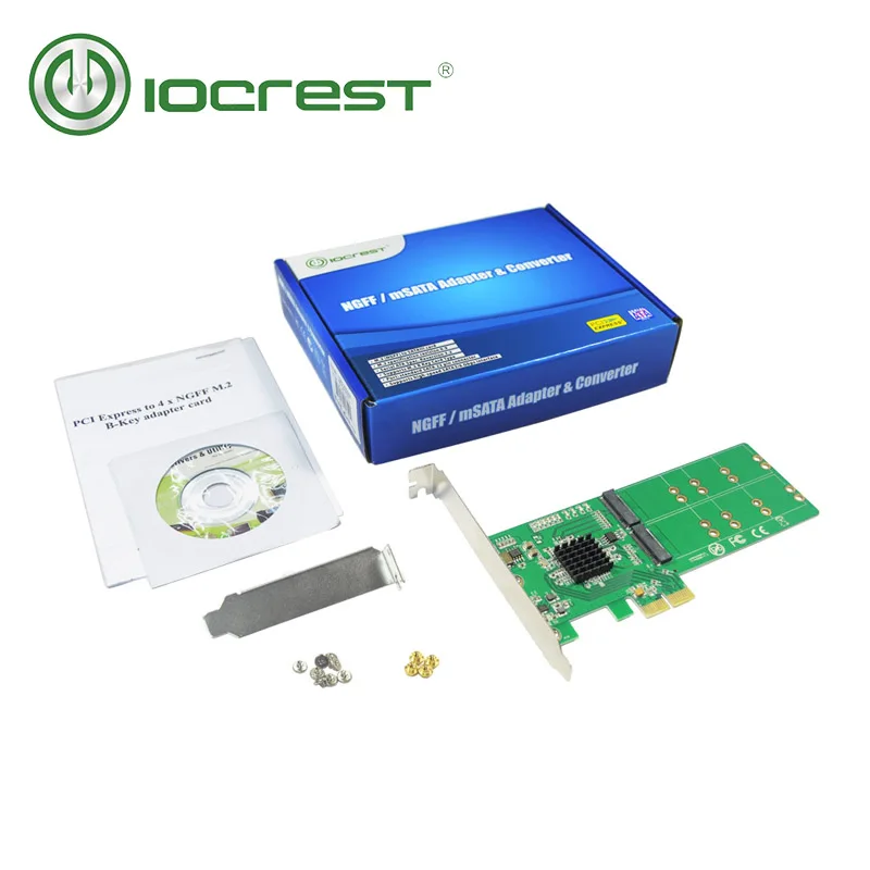 Iocrest PCIE 1x เป็น4ชิ้น NGFF M.2 B การ์ดอะแดปเตอร์คีย์ SSD รองรับชิปเซ็ต88se9235ขนาด2280 2260 2242และ2230