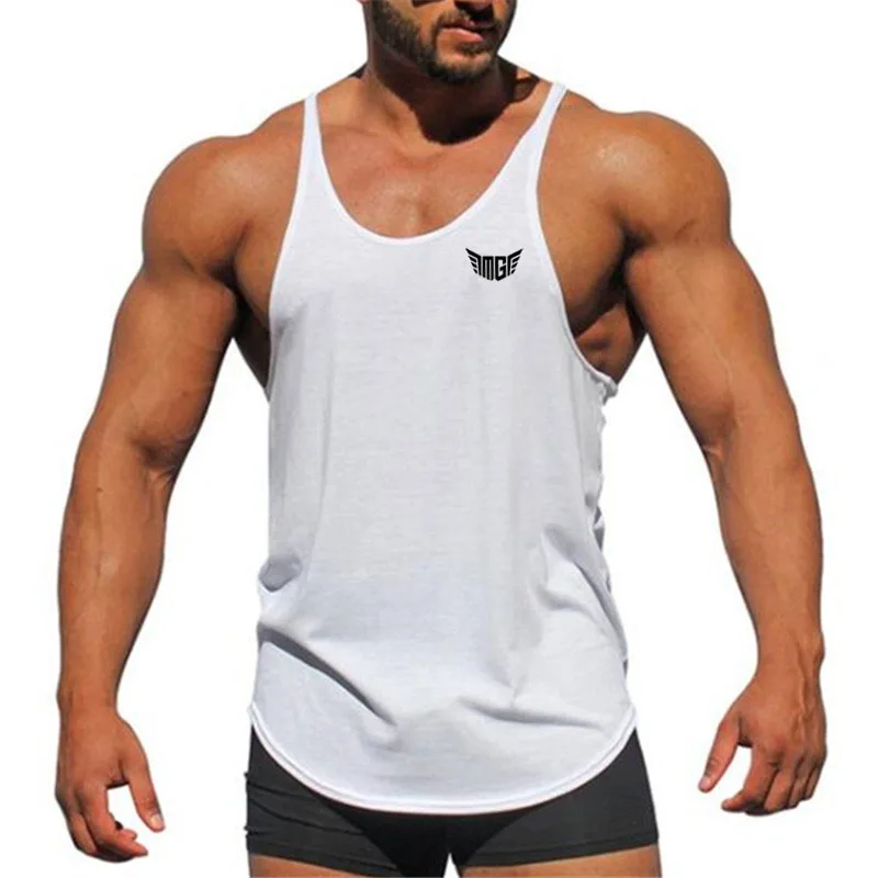 New fitness clothing gyms stringer tank tops men canotta bodybuilding shirt sleeveless vest 100% cotton Sportwear tanktop