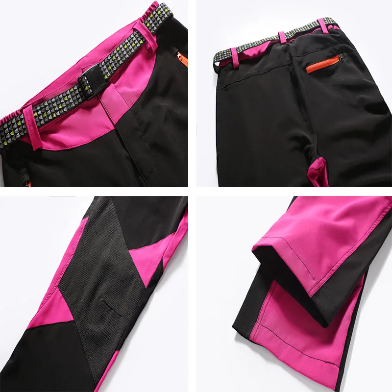 NUONEKO-Pantalones elásticos de secado rápido para senderismo para mujer, pantalones de retazos finos para deportes al aire libre, escalada,