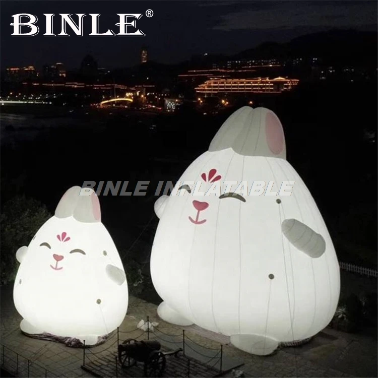 Large inflatable rabbit balloon inflatable bunny cartoon with led lights for stage event props