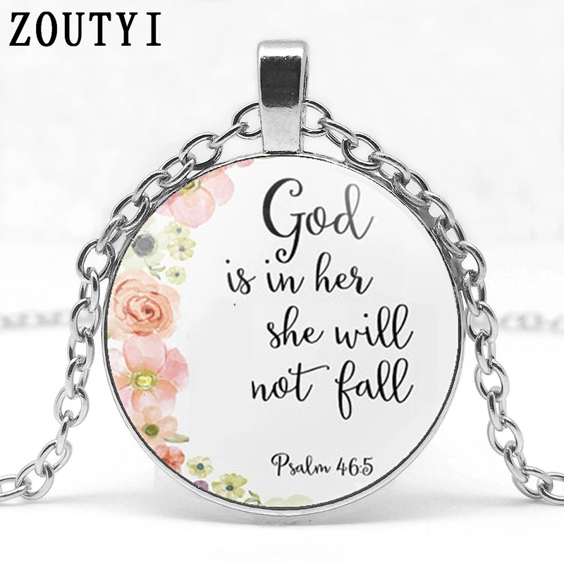 2018/Psalm 46:5 Scriptures God in her heart, she will not fall into the kindergarten scripture necklace