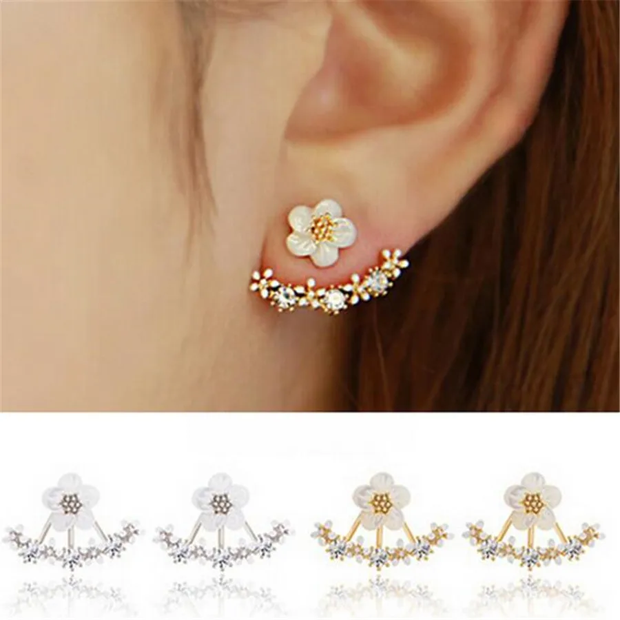 Pendientes de tuerca de cristal para mujer, joyería de bouclé d'oreille para mujer, flor de moda de Color dorado, joyas Brincos, regalos de navidad 2022