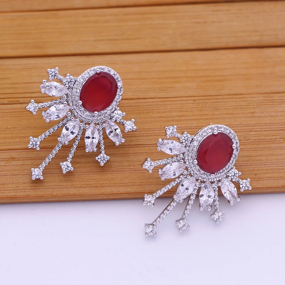 Flower Brincos Jewelry Women Fashion Design Semi Joias Women Popular Brazil Style Crystal Earrings Silver Pin ARETES Bijouterie