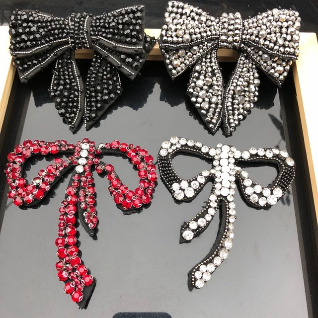 3D Bowknot Patch na ubrania aplikacja z koralikami Rhinstone Patch Bowknot wiertarka aplikacja szyć na DIY aplikacje odzieżowe