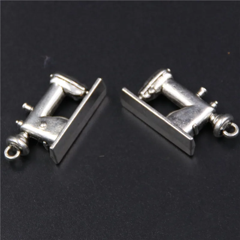 5pcs Silver Plated Retro Sewing Machine Charm Earrings Necklaces DIY Handmade Jewelry Alloy Pendants 30*16mm A346