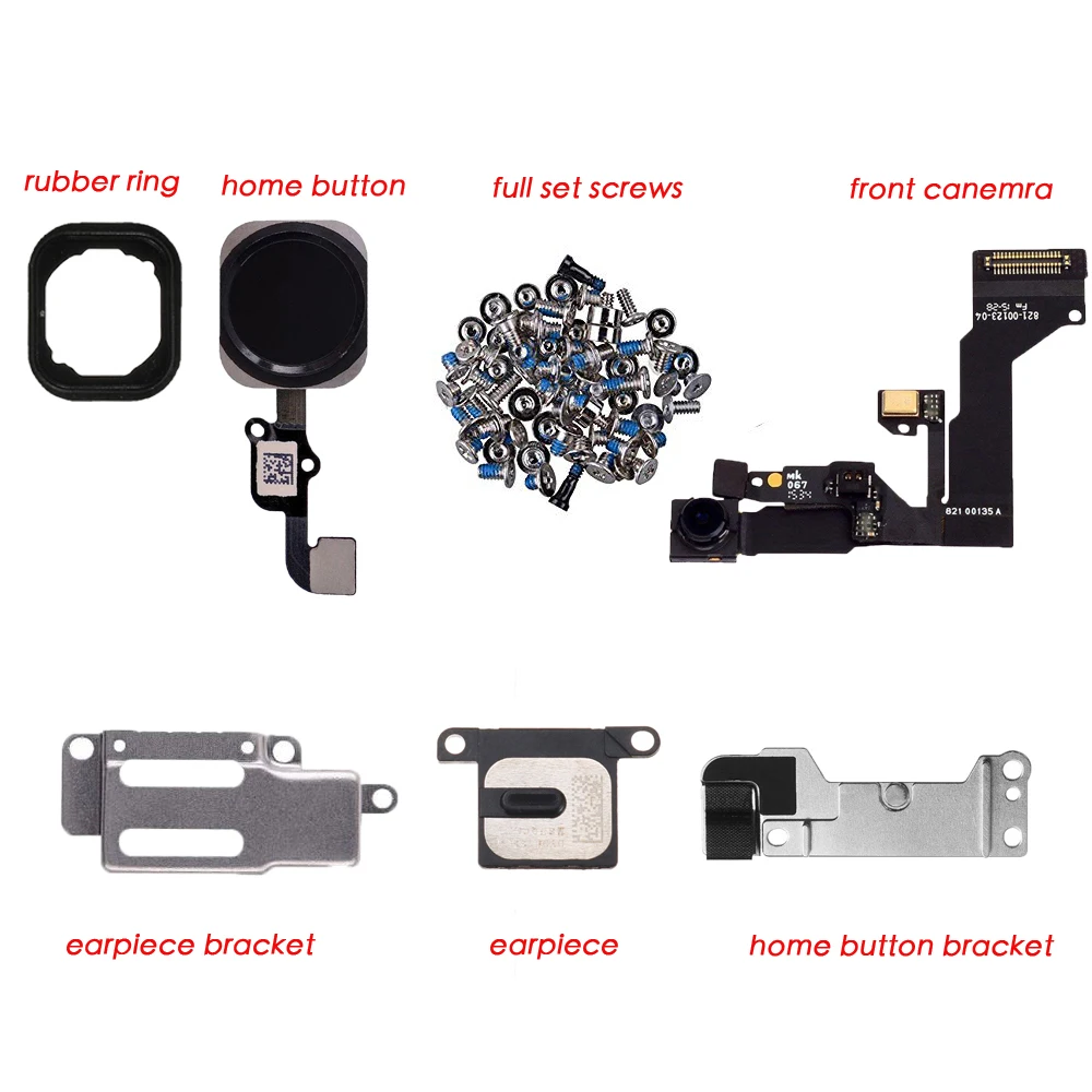 For iPhone 6 6Plus 6s Plus Front Camera Flex Cable Ear Speaker With Bracket + Home Button Key and Metal Plate + Full Screws