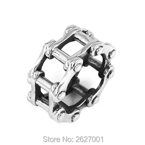 Wholesale Motorcycle Biker Chain Ring Stainless Steel Jewelry Black Silver Color Bicycle Chain Ring Biker Mens Boys Ring SWR0680