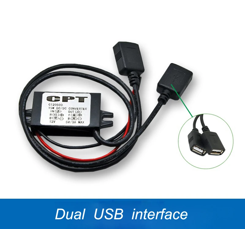 12V to 5V 3A Dual USB Power Converter Buck Module Car Phone Charging DC-DC Step-down Module