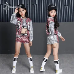 Jazz Dance Costumes for Girls Shining Street Dance Clothing for Girl Modern Dance Costumes Children Hip Hop Dance Costumes