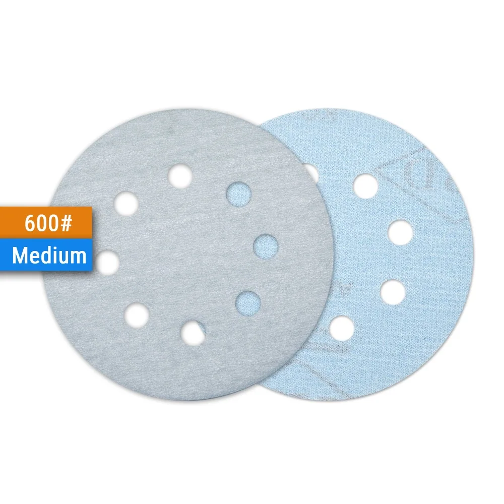 10PCS 5 Inch(125mm) 8-Hole Hook&Loop White Dry Sanding Discs for Woodworking Dremel Grinder Power Tools Polishing Accessories