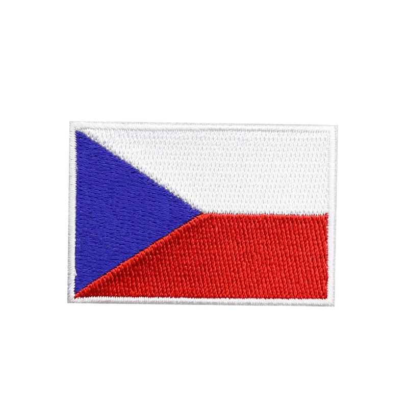 

1 PCS High Grade Embroidered Iron On Czech Republic Flag Patch Patriotic Military Sticker With Glue for Backpack Coat DIY