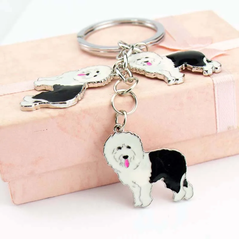 NEW Old English Sheepdog Key Chain DIY Dog Keyring Jewelry Bag Cute Pet Keychains Woman Metal Keychain For Cars Wholesale Gift image 6