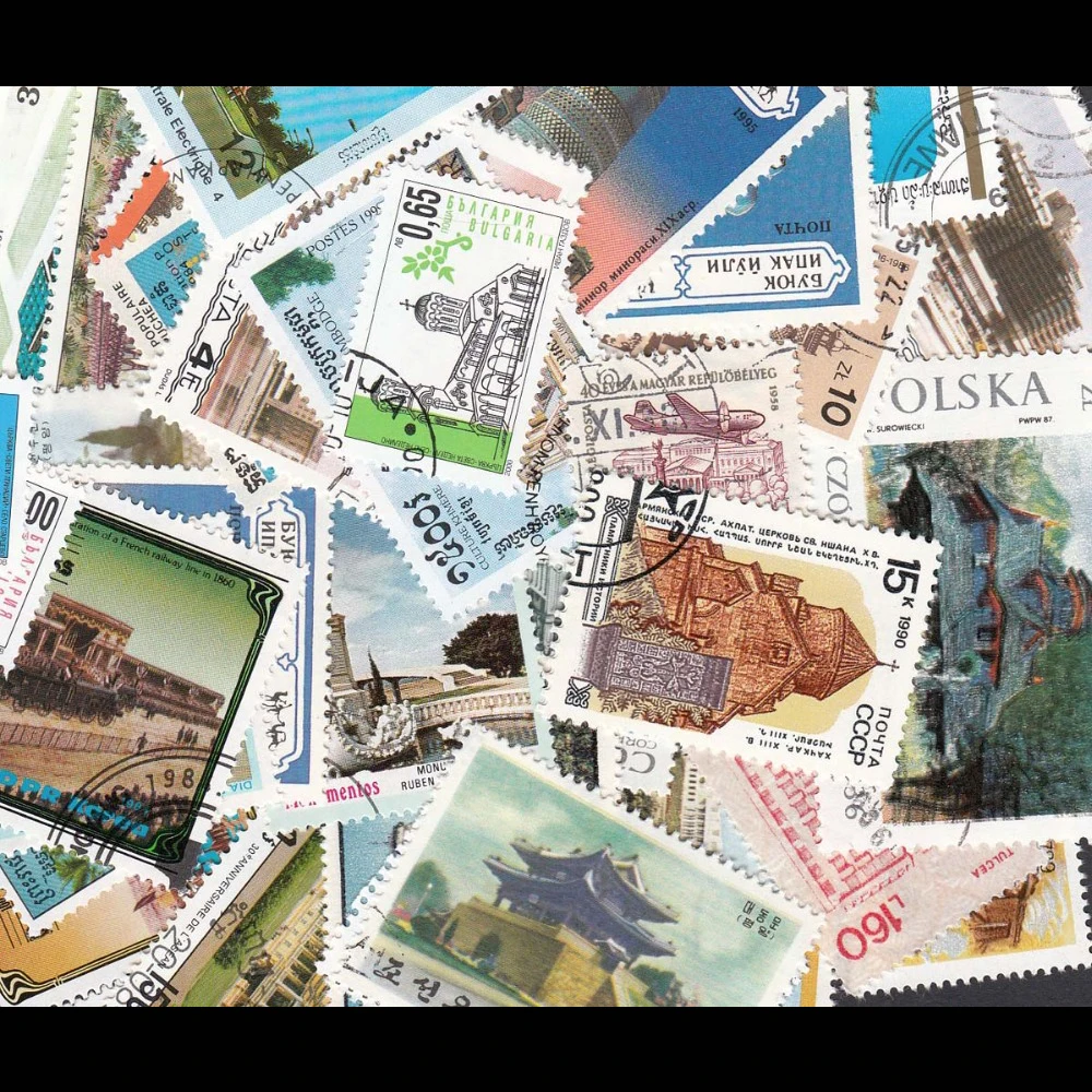 10/50/100 PCS/lot All Different Topic Buildings Postage Stamps With Post Mark For Collection Gift Scrapbooking