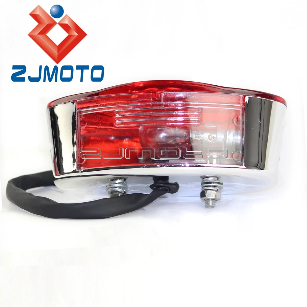 Red Lens Universal Cat Eye Custom Motorcycle Brake Stop Tail License Running Bulb Light For Bobber Chopper Cafe Racer Rear Light