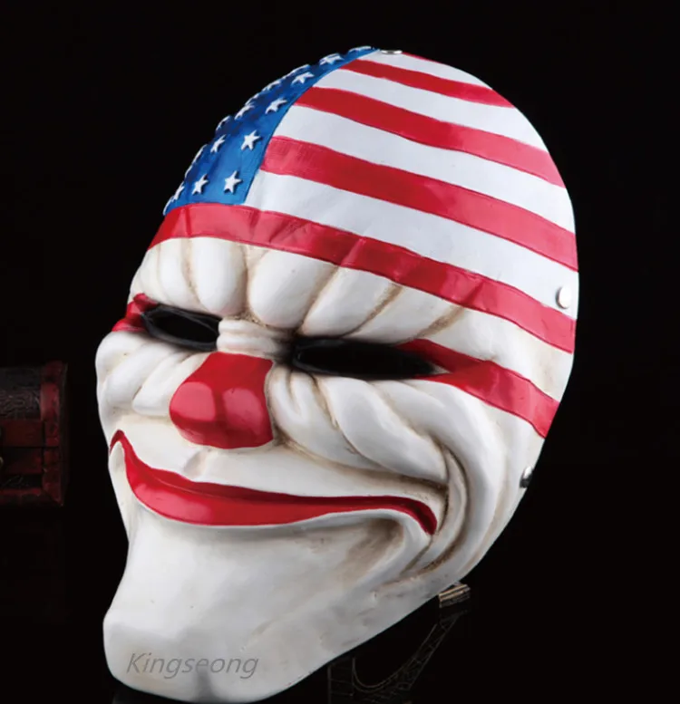 Hot sale Halloween Party day resin mask Payday 2 cosplay top grade resin clown mask clockwork men party masks holiday supplies