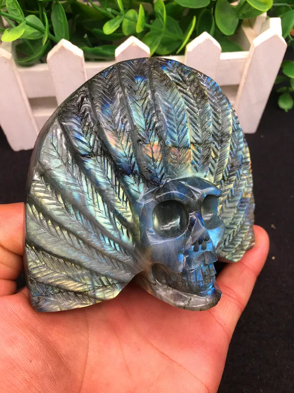 

350g Natural Hand Carved Multi-Color Labradorite Crystal Skull