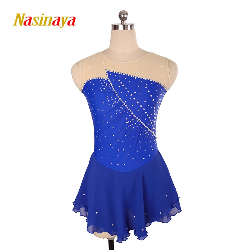 Nasinaya Figure Skating Dress Customized Competition Women\'s Children\'s Rhythmic Gymnastics Red and Blue Clothing