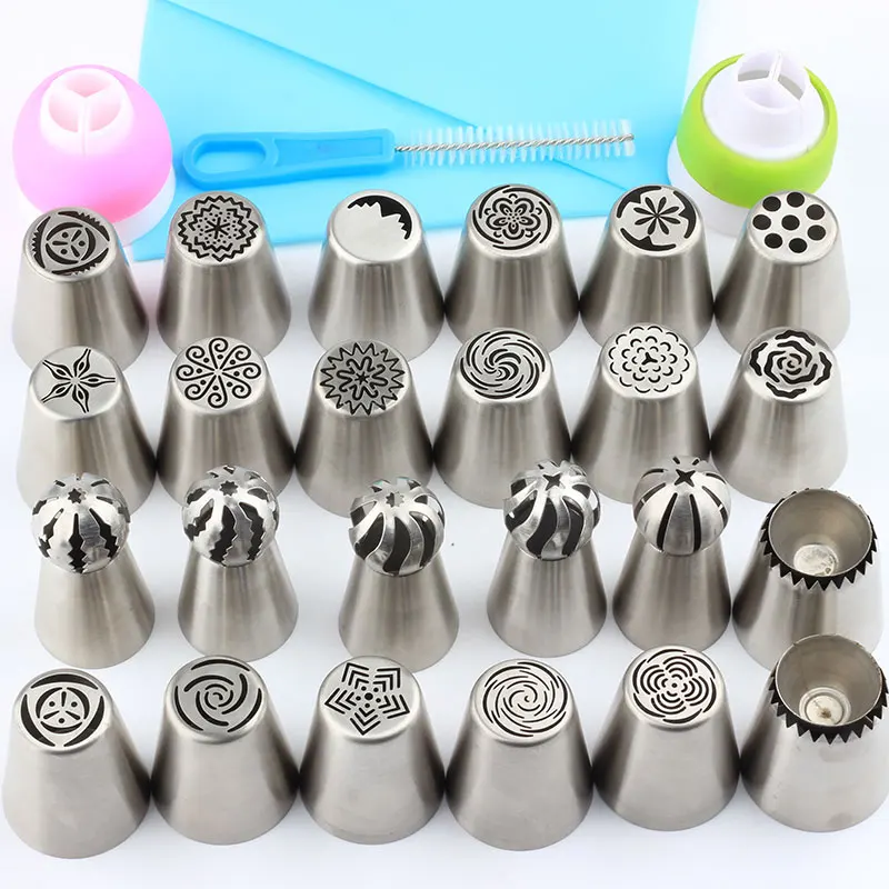 

28Pcs/Set Russian Pastry Tips Stainless Steel Piping Icing Nozzles Ball Sphere Pastry Nozzles Kitchen Bakeware Tools Set