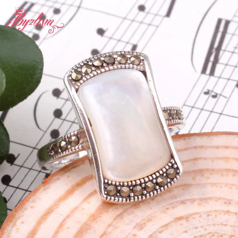 10x15mm RectangleCZ Crystal Stone Bead Inlaid Marcastie Tibetan Silver Fashion Classical Ring 1Pc,Send Random Size,Free Shipping