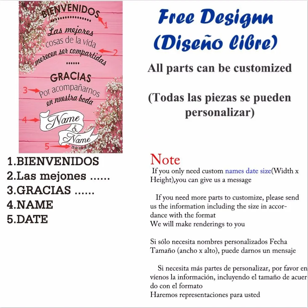 Allenjoy fondo de fotografía Rosa romántico, Fondo de bienvenida de boda, diseño original, personalización personal