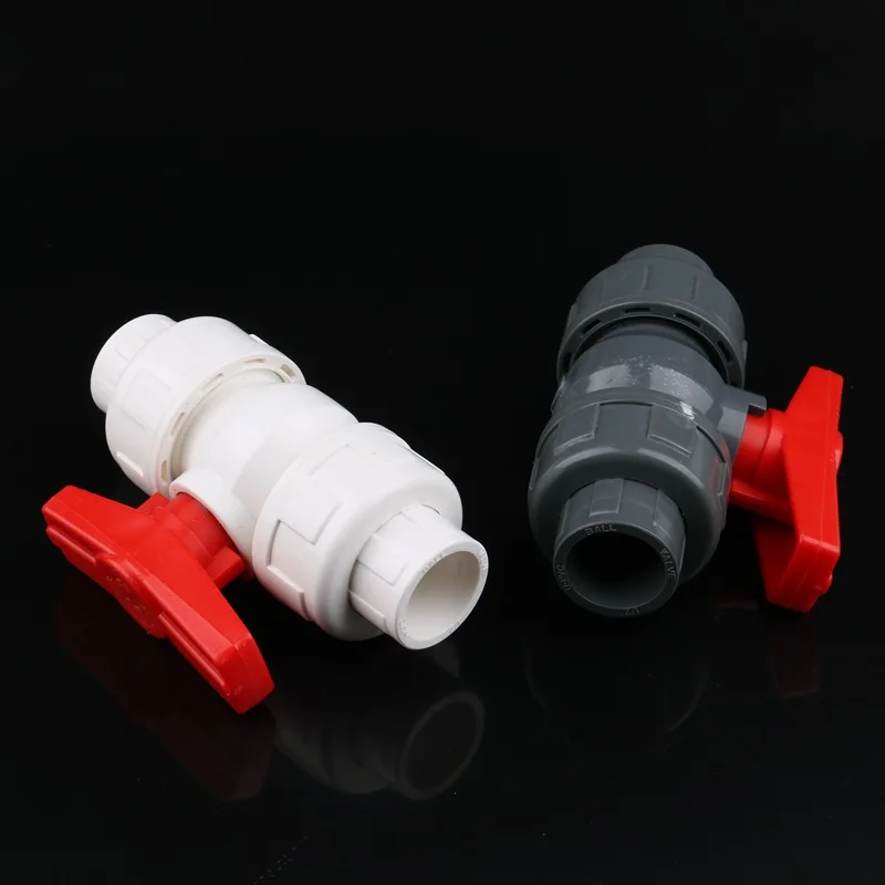 1pc 20mm 25mm 32mm 40mm 50mm PVC Ball Valve Union Valve PVC Water Pipe Connector Plumbing Hose Fittings Slip Shut Valve