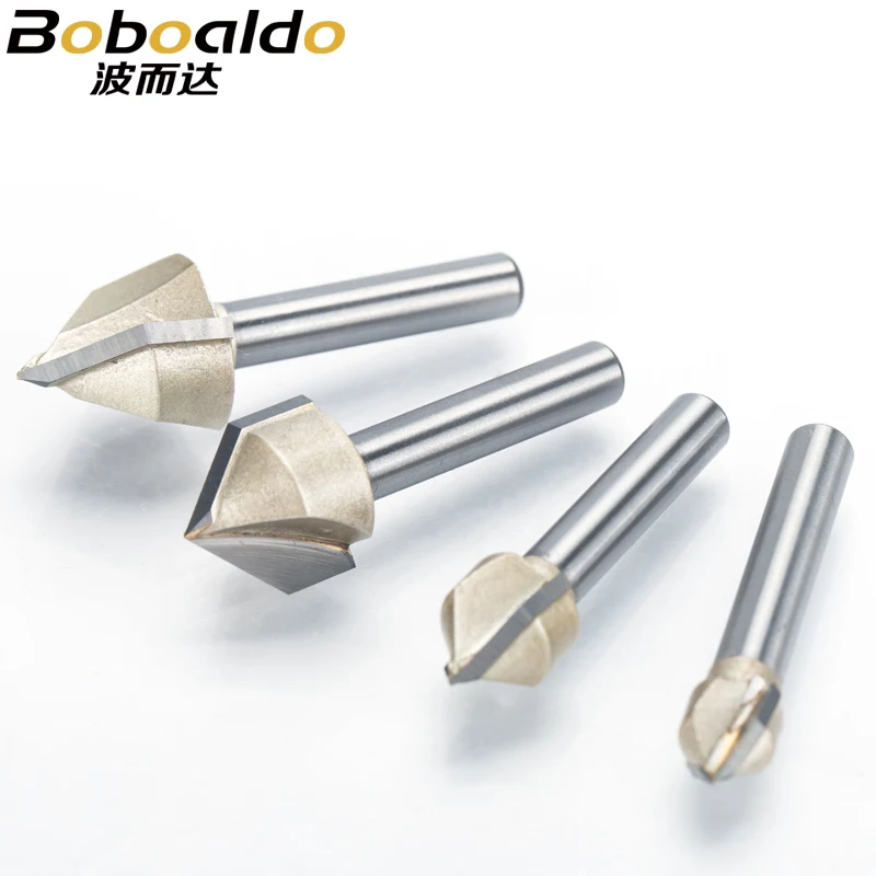 1pcs 1/2 1/4 Shank V Type slotting cutter Professional Router Bits for wood 90 Deg Tungsten Woodworking Carving Tool