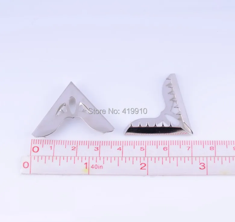 Free Shipping-50PCs Silver Tone Collar Scrapbooking Clothing For Use Corners (Not 90 degrees) 30x30x36mm  D2730