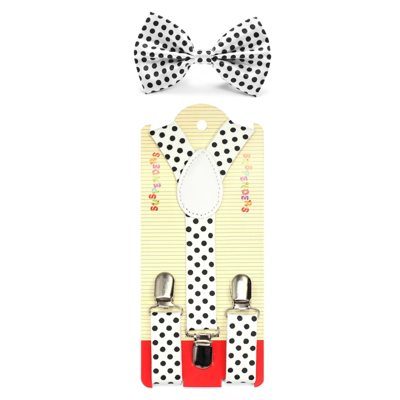 Kids Children Boys Girls "Polka Dot" Pattern Elastic Suspenders For Trousers Pant Bow tie Set Y-Shape Braces Butterfly Knot Gift