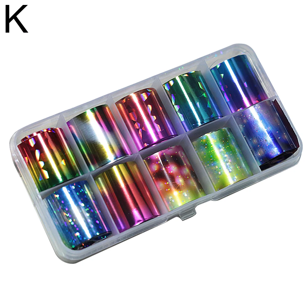 10Rolls/Set 10M Glitter Unghie Artistiche Fogli Laser Consigli Adesivi Fai Da Te Decorazioni Manicure autoadesivo Del Chiodo unghie Decorazioni di Arte