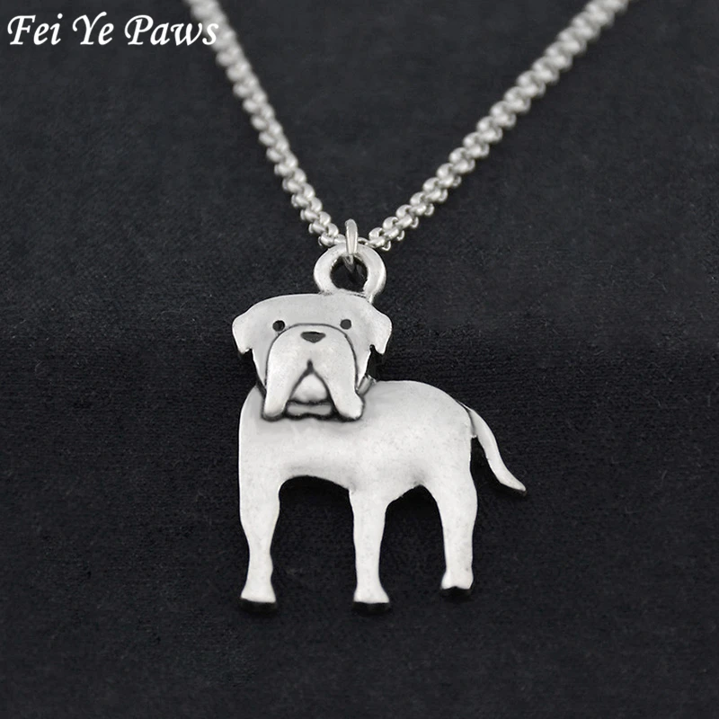 Vintage 3DEnglish Mastiff Pendant Stainless Steel Chain Necklace Colar Dog Charms Pendant For Women Men Jewelry Best Friend Gift