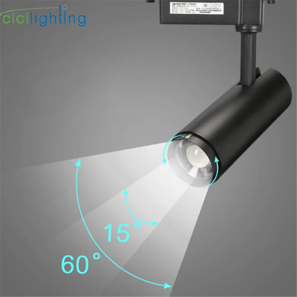 

Modern Zoom led Track Lights Rail Mounted cob Spotlights Black Adjustable Focus Ceiling Spot Light Spotlight Industrial Lamp