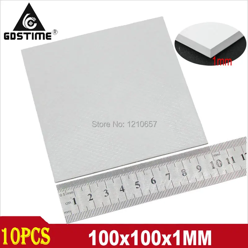 

10Pieces lot White 100 x 100 x 1mm Silicone Thermal Pad For Heatsink Cooling Conductive GPU CPU