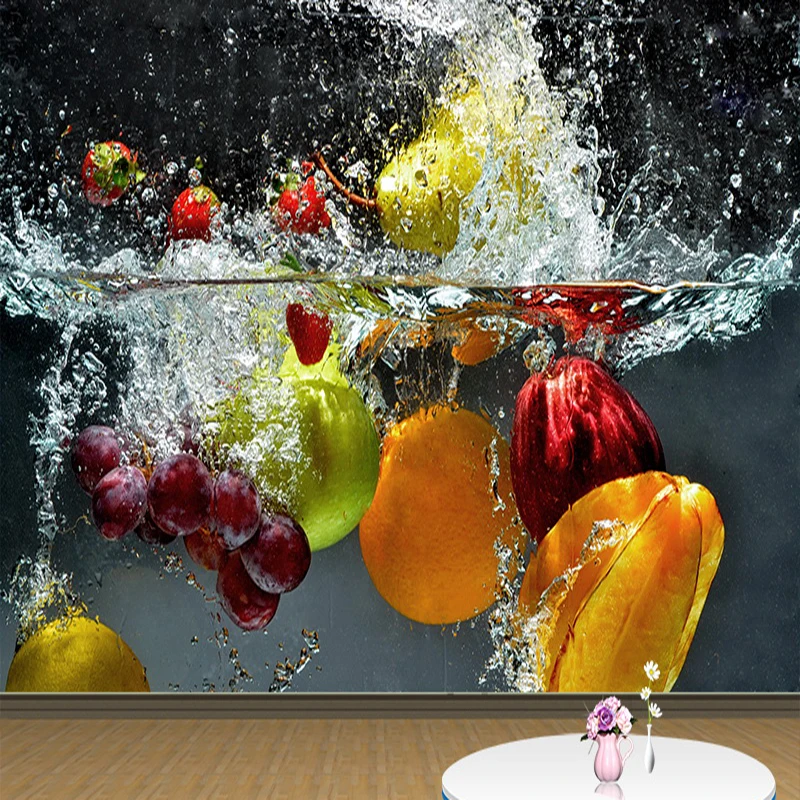 Free Shipping Large Mural Custom 3D Photo Wallpaper Fruits Spray Modern Creative Wall Papers Restaurant Living Room Home Decor