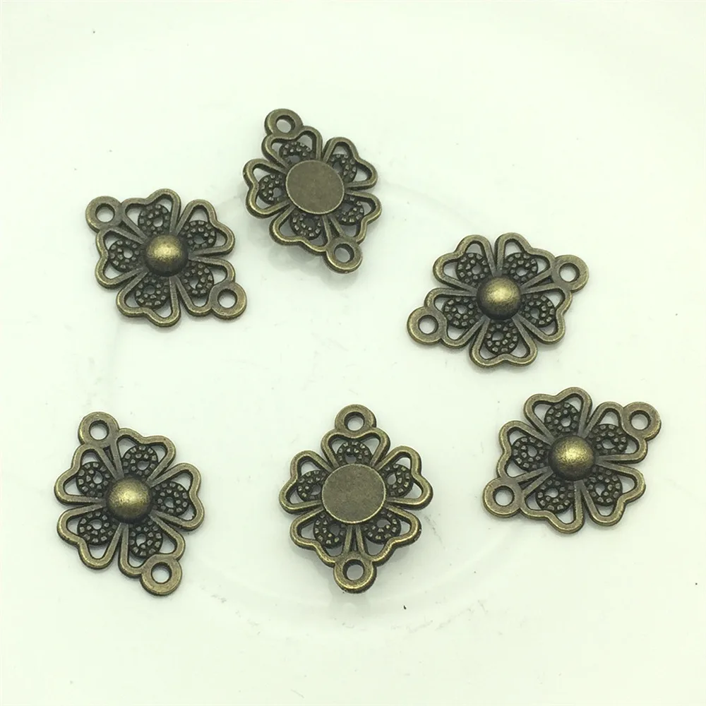 LJJAGLL Metal Alloy Jewelry Connectors 30PCS 15*21mm Silver Clover Hollow Leaves Charms Jewelry Components Diy Making ALJQ005