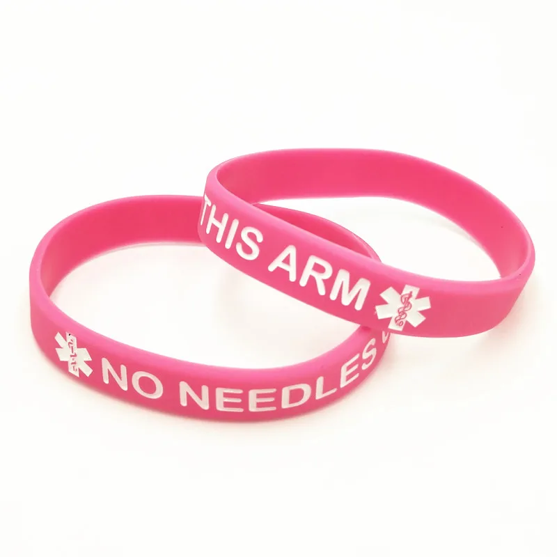 1PC Medical Alert  Silicone Wristband No Needles or BP in this Arm Rubber Armband Bracelets&Bangles Adults Gifts Jewelry SH271